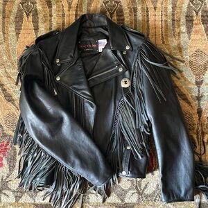Scott Black Fringe Leather Jacket Dur O Jac